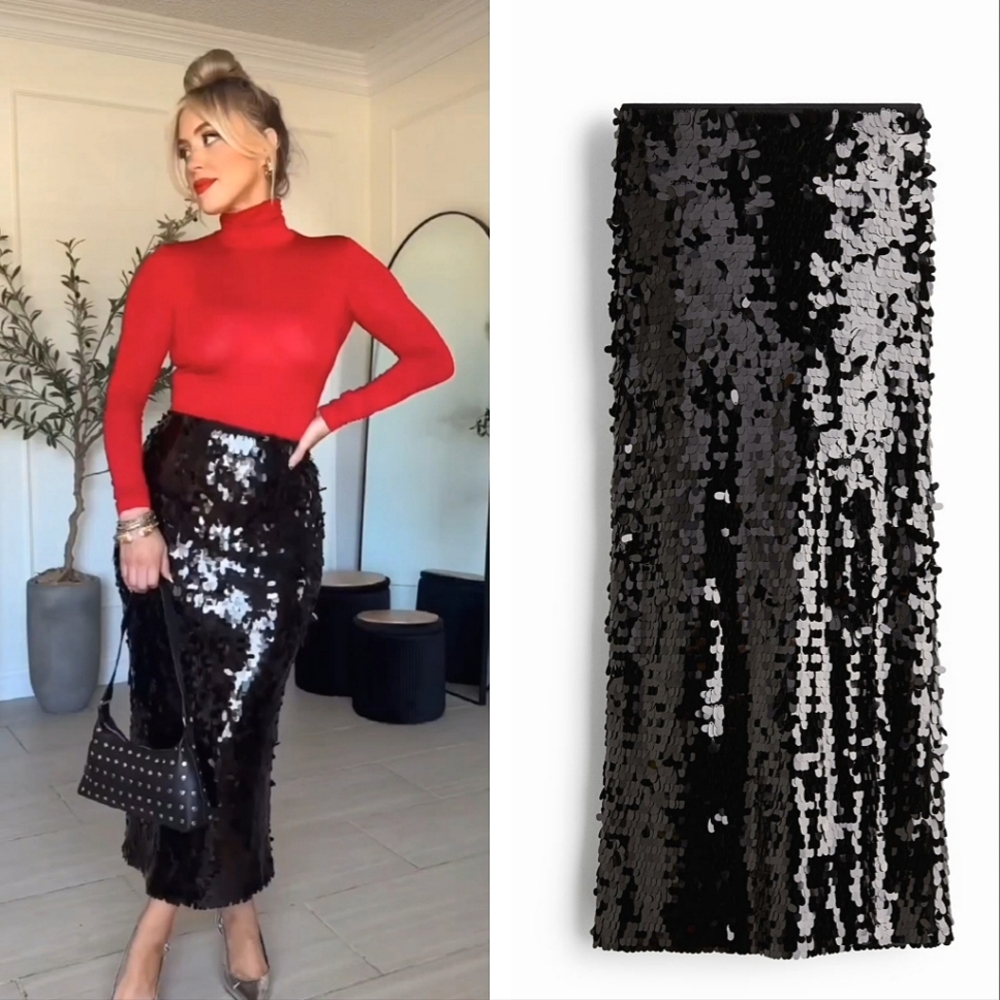 H&M Black Sequin Skirt -new with tags